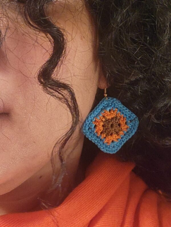 Granny square Blue Earrings - Image 5