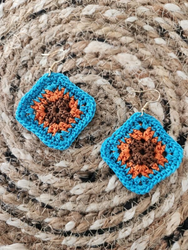 Granny square Blue Earrings - Image 3