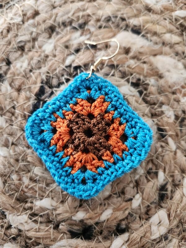 Granny square Blue Earrings - Image 4