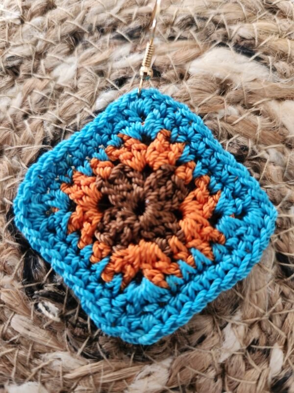 Granny square Blue Earrings - Image 2