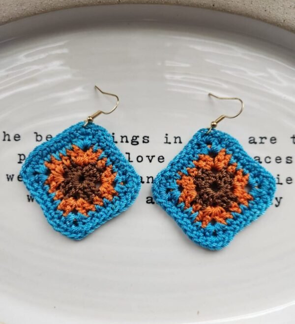 Granny square Blue Earrings